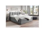 Livetastic , Dunkelgrau , Holz, Textil, Holzwerkstoff , H3 , 200x220 cm , Bettkasten, gepolstertes Kopfteil, Topper durchgehend ,