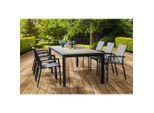 Siena Garden , Anthrazit, Grau , Metall, Textil, Keramik , rechteckig , 140x74x90 cm , Gartenmöbel, Gartenmöbel-Sets, Gartengarnituren