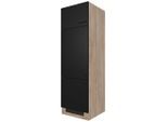 FlexWell , Schwarz, Eichefarben , Holzwerkstoff , 3 Fächer , 60x200x57 cm , Made in Germany , individuell planbar ,
