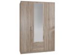 Mid.you , Eichefarben , Glas, Holzwerkstoff , 2 Fächer , 2 Schublade(n) Schubladen , 135x199.5x58 cm , BQ - Bündnis für Qualität, Made in Germany, DIN EN ISO 9001 , Beimöbel erhältlich, in verschiedenen Größen erhältlich, Schrankfront mit Spiegel , Schlafzimmer, Kleiderschränke, Drehtürenschränke