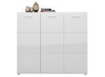 Möbelix , Weiß, Weiß Hochglanz , Holzwerkstoff , 10 Fächer , 134.8x120x36 cm , Typenauswahl, Beimöbel erhältlich, stehend , Garderobe, Schuhaufbewahrung, Schuhschränke