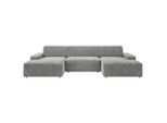 Trendmanufaktur , Grau , Textil , U-Form , 329x162 cm , Made in Europe , Rücken echt, Armteil links, Armteil rechts ,