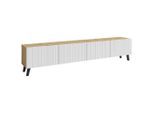 P & B , Weiß, Eiche Artisan , Holzwerkstoff , 2 Fächer , 190x39x32 cm , FSC , stehend , Wohnzimmer, TV-Möbel, TV- & Lowboards