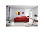Livetastic , Rot , Textil, Leder , Echtleder , Rindleder , 206x95x101 cm , Made in EU , Liegefunktion, Rücken echt , Wohnzimmer, Sofas & Couches, Schlafsofas, Schlafsofas