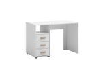 Livetastic , Weiß , Holzwerkstoff , Eiche , massiv , 3 Schublade(n) Schubladen , rechteckig , 58x74x109 cm , Büromöbel, Schreibtische, Schreibtische