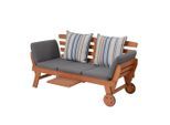 Gardenson , Braun, Grau , Holz, Textil , Eukalyptusholz , massiv , Füllung: Polyester , 190x77.5x68 cm , Abstellfläche, mit Rückenlehne, abwischbar, Sitzfläche ausziehbar , Gartenmöbel, Gartenbänke