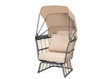 Gardenson , Anthrazit, Braun, Beige , Metall, Kunststoff, Textil , Füllung: Polyester , 72x154x83 cm , wetterfest, UV-beständig, inklusive Armlehnen, geeignet für Balkon , Gartenmöbel, Loungemöbel, Loungesessel