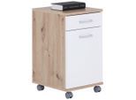 Möbelix , Weiß, Eiche Artisan , Holzwerkstoff , 1 Fächer , 1 Schublade(n) Schubladen , 33x59.5x38 cm , Büromöbel, Rollcontainer