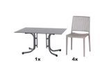 Siena Garden , Anthrazit, Taupe , Metall, Kunststoff, Holzwerkstoff , 90x80x140 cm , gastro- und objekttauglich, wetterbeständig, Stühle stapelbar , Gartenmöbel, Gartenmöbel-Sets, Gartengarnituren