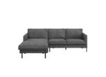 Livetastic , Dunkelgrau , Textil , Ottomane links, L-Form , 232x154 cm , Rücken echt, Armteil links ,
