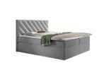 Mid.you , Hellgrau , Textil , H2 , 180x200 cm , Topper durchgehend , Schlafzimmer, Betten, Boxspringbetten
