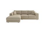 Livetastic , Champagner , Textil , Füllung: Daunen, Silikon,Silikon , Ottomane links, L-Form , 272x195 cm , Made in EU , planbar, Rücken echt, individuell planbar ,