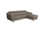 Livetastic , Taupe , Textil, Leder , Echtleder , Rindleder , L-Form , 242x176 cm , Made in EU , Bettkasten erhältlich, Lederauswahl, Bettfunktion erhältlich, Rücken echt ,