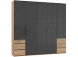Mid.you , Grau, Eichefarben , Glas, Holzwerkstoff , 6 Fächer , 6 Schublade(n) Schubladen , 250x236x58 cm , BQ - Bündnis für Qualität, Made in Germany, DIN EN ISO 9001 , umfangreiches Zubehör erhältlich, in verschiedenen Größen erhältlich, in verschiedenen Holzdekoren erhältlich ,