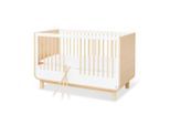 Pinolino , Weiß, Ahornfarben , Holzwerkstoff , 145x90x75 cm , zum Juniorbett umbaubar, höhenverstellbar, Sprossen mit Normabstand, Aufbauanleitung im Karton, Lattenrost inklusive, Schlupfsprossen ,