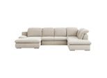 Livetastic , Creme , Textil , Ottomane rechts, U-Form , 353x212 cm , Made in EU , Hocker erhältlich, Rücken echt, Armteil links ,