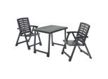 Ondega , Anthrazit , Kunststoff , Tisch klappbar, wetterfest, Stuhl klappbar, platzsparend verstaubar, Sitzfläche klappbar, geeignet für Balkon , Gartenmöbel, Balkonmöbel, Balkonmöbel-Sets