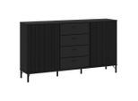 Möbelix , Schwarz , Holzwerkstoff , 4 Fächer , 4 Schublade(n) Schubladen , 150x87x40 cm ,