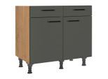 Nobilia , Grün, Eichefarben , Holzwerkstoff , 1 Fächer , 2 Schublade(n) Schubladen , einzeln stellbar , 90x87x56 cm , Blauer Engel, Pefc, Goldenes M, Made in Germany, DGM-Klimapakt ,