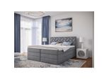 Mid.you , Silberfarben , Textil, Holzwerkstoff , H3 + H4 , 180x200 cm , Bettkasten, gepolstertes Kopfteil, Topper durchgehend, Wendematratze mit unterschiedlichen Härtegraden, Matratze geteilt , Schlafzimmer, Betten, Holzbetten, Holzbetten