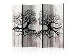 artgeist , Schwarz, Greige , Holz, Textil , Kiefer , massiv , Abstraktes , 225x172x3 cm , Motiv auf Vorder- und Rückseite , Kleinmöbel, Paravents