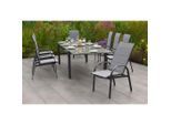 Gardenson , Graphitfarben, Grau , Metall, Glas, Textil , Tisch ausziehbar , Gartenmöbel, Gartenmöbel-Sets, Gartengarnituren