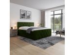 Mid.you , Grün , Holz, Metall, Kunststoff, Textil , Birke, Buche,Birke, Buche , teilmassiv, Hartholz,teilmassiv, Hartholz , H2 , 180x200 cm , Bettkasten, gepolstertes Kopfteil , Schlafzimmer, Betten, Holzbetten, Holzbetten