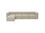 Max Winzer , Creme , Textil , Ottomane links, L-Form , 350x175 cm , Goldenes M, Made in Germany , Typenauswahl, Rücken echt ,