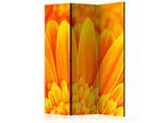 artgeist , Gelb, Orange , Holz, Textil , Kiefer , massiv , Blume , 135x172x3 cm , Motiv auf Vorder- und Rückseite , Kleinmöbel, Paravents