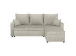 P & B , Creme , Textil , Füllung: Schaumstoffflocken,Schaumstoffflocken , seitenverkehrt montierbar , 228x147 cm , Liegefunktion, Rücken echt , Wohnzimmer, Sofas & Couches, Schlafsofas, Ecksofas mit Schlaffunktion