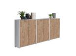 Mid.you , Grau, Eichefarben , Holzwerkstoff , 6 Fächer , 253.2x113.6x33 cm , Made in Germany , erweiterbar, in verschiedenen Größen erhältlich, abschließbar , Büromöbel, Aktenschränke & Aktenregale, Aktenschränke