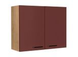 Nobilia , Rot, Eichefarben , Holzwerkstoff , 2 Fächer , nur wie online abgebildet bestellbar , 90x72x35 cm , Blauer Engel, Pefc, Goldenes M, Made in Germany, DGM-Klimapakt , hängend ,