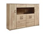 Livetastic , Alteiche , Holz , Eiche,Eiche,Eiche,Eiche,Eiche , massiv,massiv,massiv,massiv,massiv , 8 Fächer , 180x124.6x37.4 cm , Made in EU , Beimöbel erhältlich, stehend , Kleinmöbel, Kommoden, Highboards