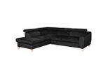 Livetastic , Schwarz , Textil , Buche , Ottomane links, L-Form , 245x208 cm , Made in EU , Bettkasten erhältlich, Stoffauswahl, Bettfunktion erhältlich, Rücken echt , Wohnzimmer, Sofas & Couches, Schlafsofas, Ecksofas mit Schlaffunktion