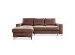 Mid.you , Braun , Textil , Vintage , Füllung: Polyetherschaumkern , Ottomane links, L-Form , 236x149 cm , Wohnzimmer, Sofas & Couches, Schlafsofas, Ecksofas mit Schlaffunktion