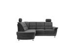 Livetastic , Anthrazit , Textil , Uni , L-Form, Ottomane links , 231x184 cm , Made in EU , Rücken echt, USB-Anschluss, Relaxfunktion, Herz-Waage-Funktion, USB-C-Anschluss ,