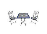 Ambia Garden , Blau, Gelb, Schwarz , Metall, Keramik , 60x75x60 cm , Grüner Punkt, Europäischer Sicherheitsstandard , Stuhl klappbar, geeignet für Balkon , Gartenmöbel, Gartenmöbel-Sets, Gartengarnituren