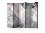 artgeist , Grau, Hellrosa , Holz, Textil , Kiefer , massiv , geometrisch , 225x172x3 cm , Motiv auf Vorder- und Rückseite , Kleinmöbel, Paravents