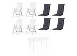 Gardenson , Schwarz, Weiß , Kunststoff, Textil , oval , 111x140x90 cm , Stühle klappbar , Gartenmöbel, Gartenmöbel-Sets, Gartengarnituren