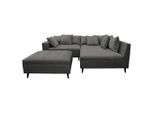 Mid.you , Grau , Textil , Birke , Füllung: Schaumstoffflocken,Schaumstoffflocken , Ottomane rechts, L-Form , 247x174 cm , Made in EU , Rücken echt, Armteil links , Wohnzimmer, Sofas & Couches, Wohnlandschaften, Ecksofas