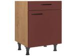 Nobilia , Rot, Eichefarben , Holzwerkstoff , 1 Fächer , 1 Schublade(n) Schubladen , einzeln stellbar , 60x87x56 cm , Blauer Engel, Pefc, Goldenes M, Made in Germany, DGM-Klimapakt , Küche, Küchenblöcke, Küchenschränke, Küchenunterschränke