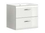 Mid.you , Weiß, Weiß Hochglanz , Holzwerkstoff , 2 Schublade(n) Schubladen , FSC MIX , hängend , Badezimmer, Badezimmermöbel, Badezimmerschränke, Waschtische