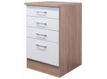 Möbelix , Weiß, Sonoma Eiche , Holzwerkstoff , 4 Schublade(n) Schubladen , einzeln stellbar , 50.5x85x57 cm , Made in Germany , individuell planbar , Küche, Küchenblöcke, Küchenschränke, Küchenunterschränke