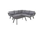 Gardenson , Grau, Dunkelgrau , Metall, Kunststoff, Textil , Füllung: Polyester , L-Form , UV-beständig, wetterfest, platzsparend verstaubar, geeignet für Balkon , Gartenmöbel, Loungemöbel, Loungegarnituren