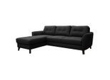 Livetastic , Schwarz , Textil, Leder , Echtleder , Rindleder , Buche , Ottomane links, L-Form , 238x168 cm , Made in EU , seitenverkehrt erhältlich, Rücken echt , Wohnzimmer, Sofas & Couches, Schlafsofas, Ecksofas mit Schlaffunktion