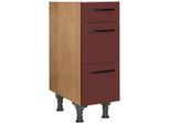 Nobilia , Rot, Eichefarben , Holzwerkstoff , 3 Schublade(n) Schubladen , einzeln stellbar , 30x87x56 cm , Blauer Engel, Pefc, Goldenes M, Made in Germany, DGM-Klimapakt ,
