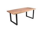 Gardenson , Braun, Schwarz , Holz, Metall , Suar Holz , Hartholz , rechteckig , 100x76x200 cm , gastro- und objekttauglich, UV-beständig, wetterfest, platzsparend , Gartenmöbel, Gartentische, Gartentische