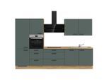 Nobilia , Eichefarben, Dunkelgrün , Holzwerkstoff , 6 Schublade(n) Schubladen , nur wie online abgebildet bestellbar , 330 cm , Blauer Engel, Pefc, Goldenes M, Made in Germany, DGM-Klimapakt , seitenverkehrt erhältlich, vormontierter Korpus , Küche, Küchenblöcke, Küchenzeilen