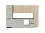 Visiona , Grau, Eichefarben , Holzwerkstoff , 4 Schublade(n) Schubladen , 330 cm , FSC MIX , Zusatzausstattung erhältlich, links aufbaubar, rechts aufbaubar , Küche, Küchenblöcke, Küchenzeilen