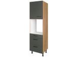 Nobilia , Grün, Eichefarben , Holzwerkstoff , 1 Fächer , 3 Schublade(n) Schubladen , nur wie online abgebildet bestellbar , 60x216.6x58 cm , Blauer Engel, Pefc, Goldenes M, Made in Germany, DGM-Klimapakt , Küche, Küchenblöcke, Küchenschränke, Küchenumbauschränke